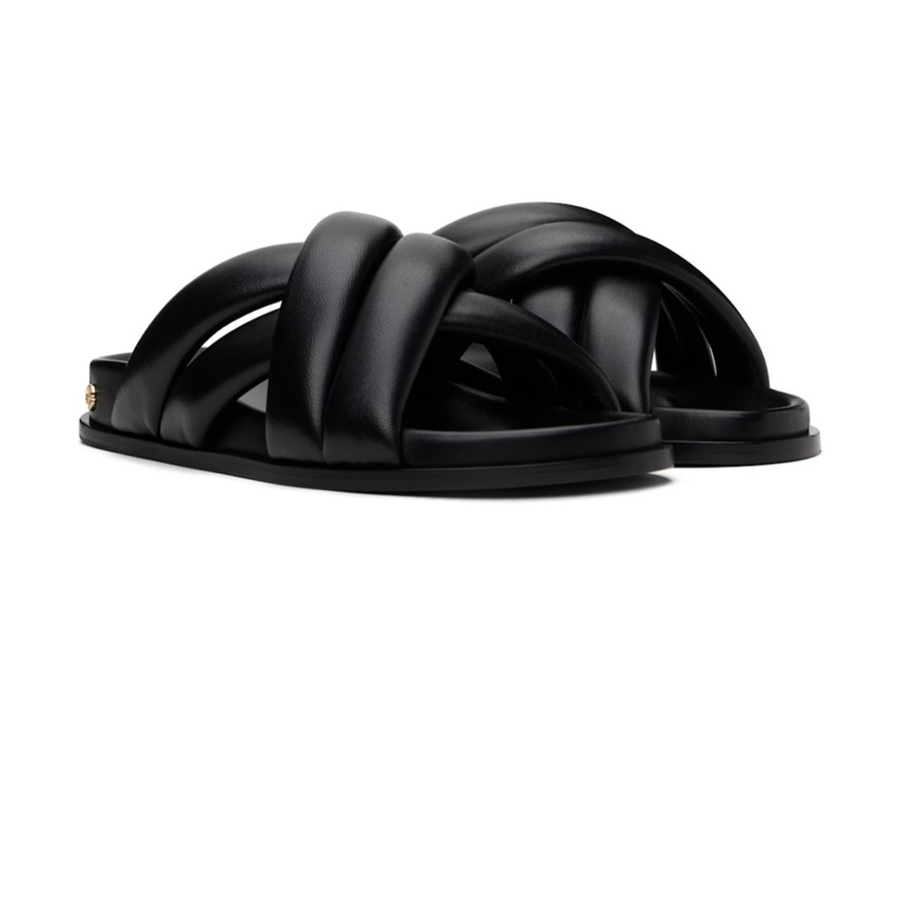 Annie Bing Women's Black Cross-Strap Slippers